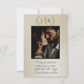 Wildblumen, Foto & Blatt-Monogramm - Weizen Save The Date (Rückseite)