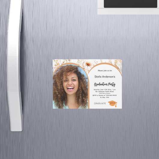 Wildblumen Foto Bogen Abschluss 2025 Magneteinladung