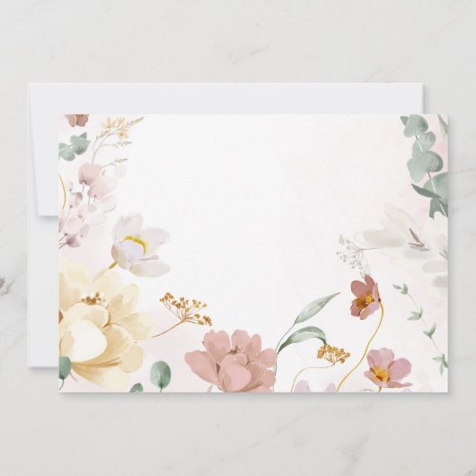 Wildblumen Foto Girl Baptisse | Rosa und Rote Blum Einladung (Rückseite)