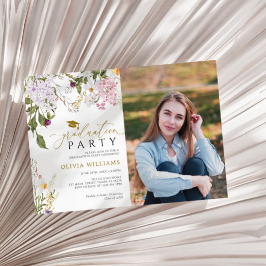 Wildblumen Foto Graduation Party Einladung