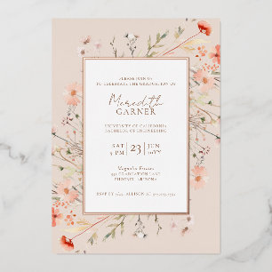 Wildblumen Foto Graduation Party Real Rose Gold Folieneinladung