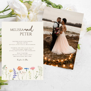 Wildblumen-Foto-Lasche Hochzeit Einladung