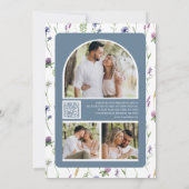 Wildblumen Foto QR Code Staubblau Hochzeit Save The Date (Rückseite)