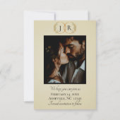 Wildblumen, Foto- und Blatt-Monogramm - Weizen Save The Date (Rückseite)