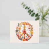 Wildblumen Frieden Unterschreiben Blumenkranz Postkarte (Stehend Vorderseite)