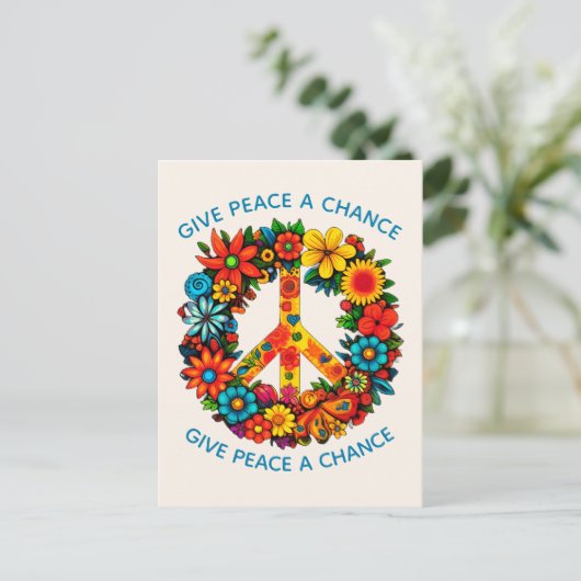 Wildblumen Frieden Unterschreiben Blumenkranz Postkarte (Stehend Vorderseite)