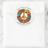 Wildblumen Frieden Unterschreiben Blumenkranz Runder Aufkleber (Tasche)