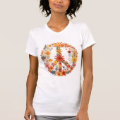 Wildblumen Frieden Unterschreiben Blumenkranz T-Shirt (Vorderseite)