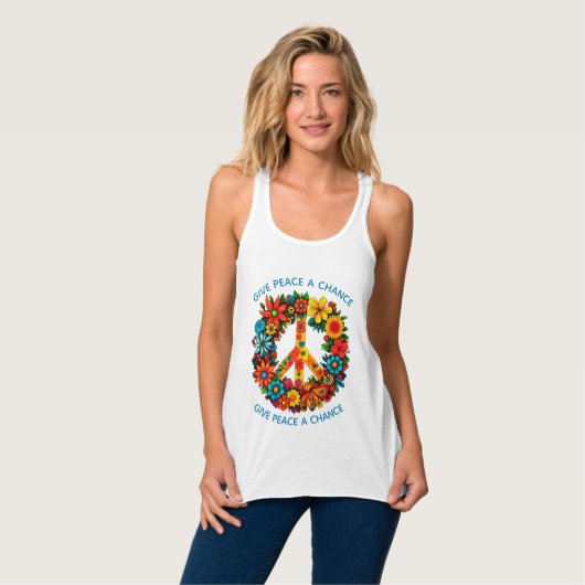 Wildblumen Frieden Unterschreiben Blumenkranz Tank Top (Vorderseite Vollansicht)