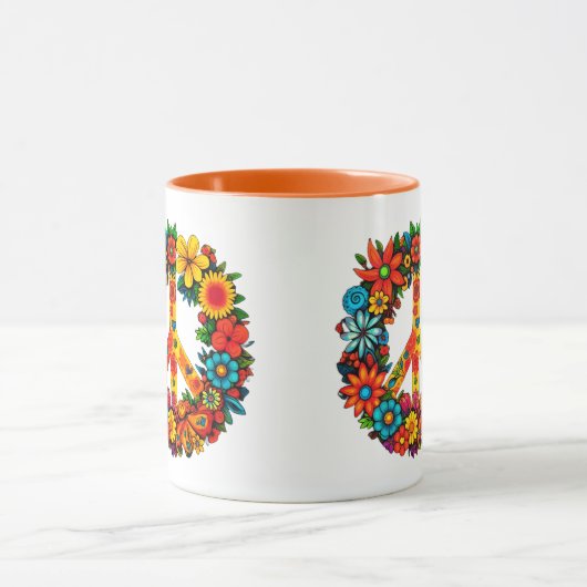 Wildblumen Frieden Unterschreiben Blumenkranz Tasse (Zentrum)