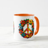 Wildblumen Frieden Unterschreiben Blumenkranz Tasse (VorderseiteRechts)