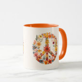 Wildblumen Frieden Unterschreiben Blumenkranz Tasse (VorderseiteRechts)