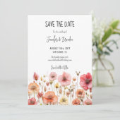 Wildblumen, frisch gepresstes Save the Date Foto Einladung (Stehend Vorderseite)
