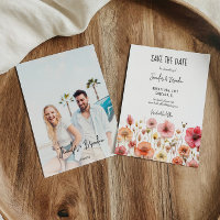 Wildblumen, frisch gepresstes Save the Date Foto