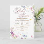 Wildblumen Frühblütendusche Einladung (Stehend Vorderseite)