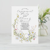 Wildblumen-Frühling mit Engagement Paare Dusche Einladung (Stehend Vorderseite)