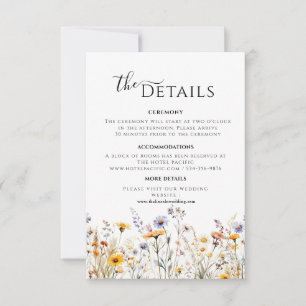 Wildblumen-Frühlings-Details-Beilagekarte RSVP Karte