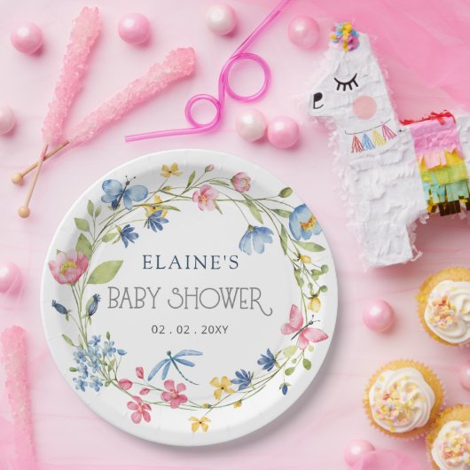 Wildblumen Frühlingsblüten Blütendusche Pappteller (Party)