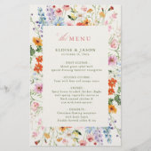 Wildblumen-Frühlingswiese-Garten-Boho-Hochzeitsmen (Vorderseite)