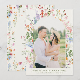 Wildblumen-Frühlingswiese-Garten-Foto-Hochzeit Einladung