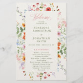 Wildblumen-Frühlingswiese-Garten-Hochzeitsprogramm (Vorderseite)