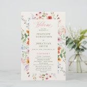 Wildblumen-Frühlingswiese-Garten-Hochzeitsprogramm (Stehend Vorderseite)
