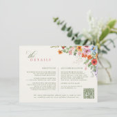 Wildblumen-Frühlingswiese-Garten-QR-Code-Hochzeit Begleitkarte (Stehend Vorderseite)