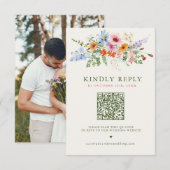 Wildblumen-Frühlingswiese-Garten-QR-Code-Hochzeit RSVP Karte (Vorne/Hinten)