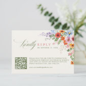 Wildblumen-Frühlingswiese-Garten-QR-Code-Hochzeit RSVP Karte (Stehend Vorderseite)