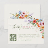 Wildblumen-Frühlingswiese-Garten-QR-Code-Hochzeit RSVP Karte (Vorne/Hinten)