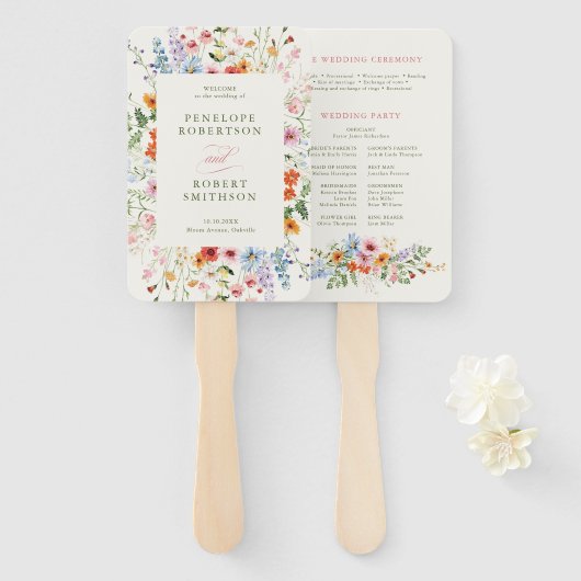 Wildblumen-Frühlingswiese-Garten-Rustical-Hochzeit Fächer (Vorne und Hinten)