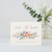 Wildblumen-Frühlingswiese-Garten Save-the-Date Postkarte (Stehend Vorderseite)