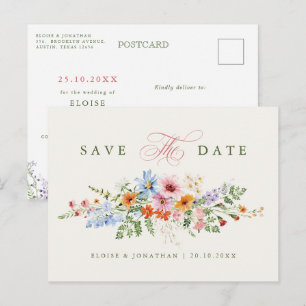 Wildblumen-Frühlingswiese-Garten Save-the-Date Postkarte