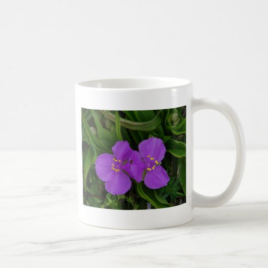 Wildblumen Fuchsia Spiderwort Heiße Federn Geschen Kaffeetasse (Rechts)