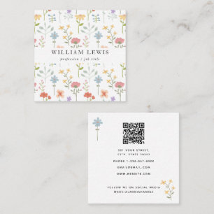 Wildblumen für Aquarellbilder - QR-Code Soziale Me Quadratische Visitenkarte