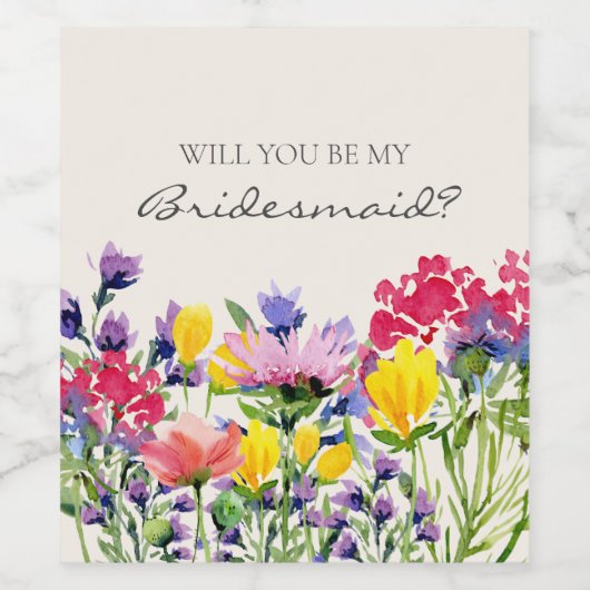 Wildblumen für Aquarellbilder - Vorschlag für eine Weinetikett (Einzelnes Label)