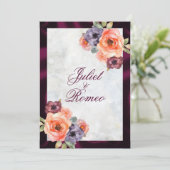 Wildblumen für Aquarellen und Lila Flachbandgrenze Einladung (Stehend Vorderseite)