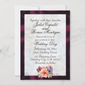 Wildblumen für Aquarellen und Lila Flachbandgrenze Einladung (Rückseite)