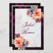 Wildblumen für Aquarellen und Lila Flachbandgrenze Einladung (Vorne/Hinten)