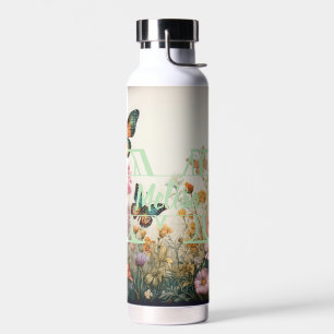 Wildblumen für Aquarellfarben Monogramm und Name Trinkflasche