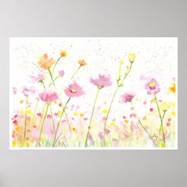 Wildblumen für Aquarellfarben Poster