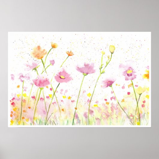 Wildblumen für Aquarellfarben Poster (Vorne)