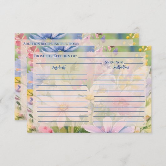 Wildblumen für Aquarellfarben Rezeptkarte Begleitkarte (Vorne/Hinten)