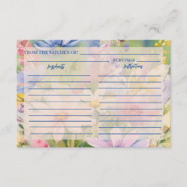 Wildblumen für Aquarellfarben Rezeptkarte Begleitkarte