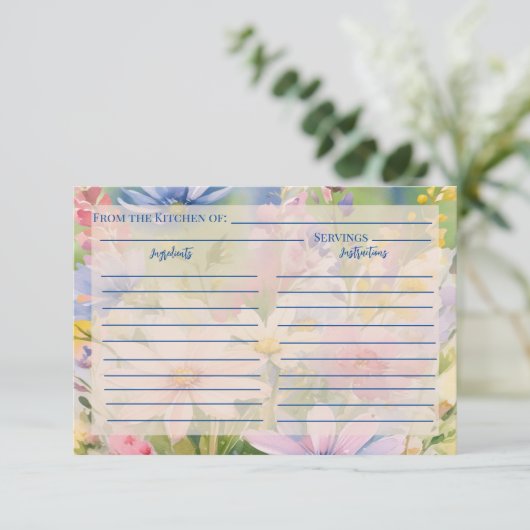 Wildblumen für Aquarellfarben Rezeptkarte Begleitkarte (Stehend Vorderseite)