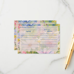 Wildblumen für Aquarellfarben Rezeptkarte Begleitkarte