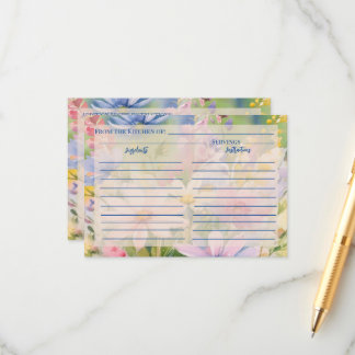 Wildblumen für Aquarellfarben Rezeptkarte Begleitkarte