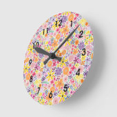Wildblumen für Color Pop Runde Wanduhr (Winkel)