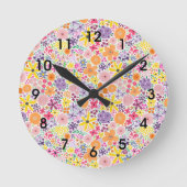 Wildblumen für Color Pop Runde Wanduhr (Vorderseite)