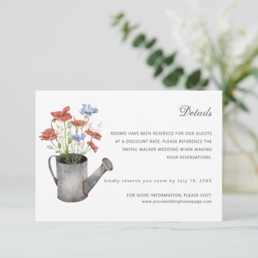 Wildblumen für die Rustikalis RSVP Karte (Stehend Vorderseite)